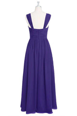 Purple Sweetheart Banded Waist Long Bridesmaid Dress