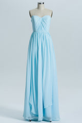 Blue Chiffon A-line Long Convertible Bridesmaid Dress