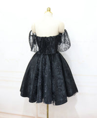 Black Sweetheart Tulle Short Lace Prom Dress, Lace Homecoming Dress