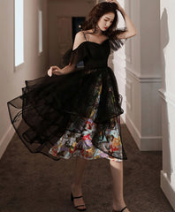 Black Tulle Short Prom Dress, Black Homecoming Dress