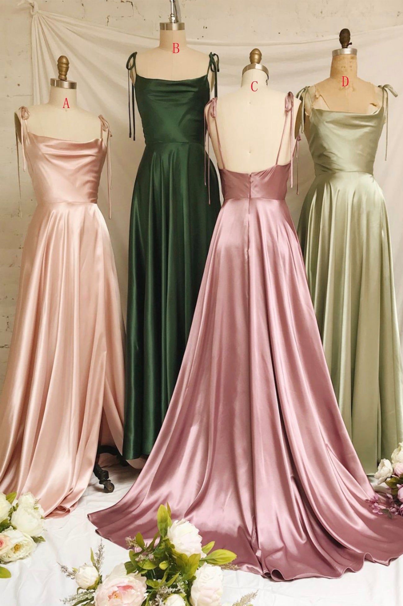 Simple Satin Long Prom Dresses, A-Line Evening Party Dresses