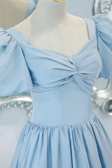 Blue A-Line Long Prom Dress, Blue Formal Evening Dress