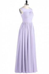 Lavender Chiffon Sweetheart Cutout Back A-Line Long Bridesmaid Dress