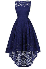 Sleeveless Hi-Low Lace Lavender Party Dress