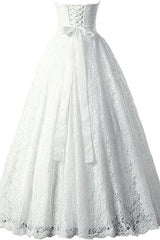 A-line Sweetheart Floor Length Lace Wedding Dresses