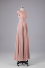 Beautiful A-Line Cap Sleeves Long Bridesmaid Dresses With Pockets