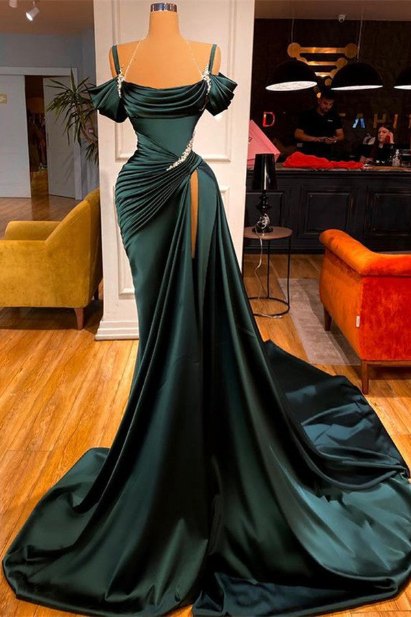 Stunning Off-the-Shoulder Mermaid Prom Dress Ruffles With High Split