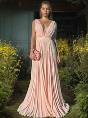 A-Line/Princess V-neck Floor-Length Chiffon Mother of the Bride Dresses With Ruffles