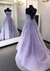 Ball Gown Scoop Neck Long Floor Length Tulle Prom Dress