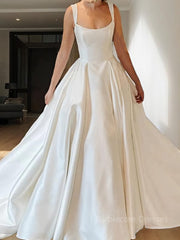 Ball Gown Straps Court Train Satin Wedding Dresses