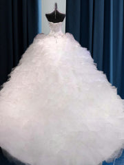 Ball-Gown Sweetheart Beading Cathedral Train Organza Wedding Dress