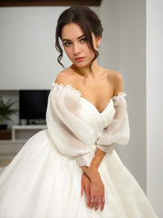 Ball Gown Sweetheart Sweep Train Satin Wedding Dresses