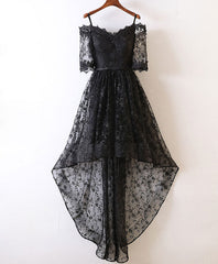 Black High Low Lace Prom Dress, Black Homecoming Dress