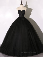 Black Long Prom Dresses, Black Lace Formal Evening Dress