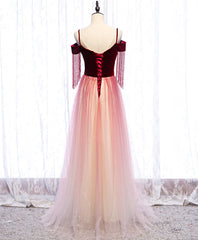 Burgundy Tulle Long Prom Dress Burgundy Tulle Formal Dress