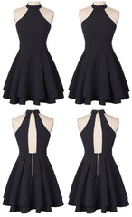 O Neck A Line Homecoming Dress, Sleeveless Chiffon Short Party Dress