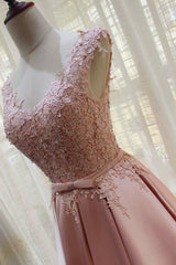 Charming Pink Satin Long Formal Gown, Prom Dress , Lovely Satin Party Dress