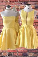 Cute A-line Short Yellow Homecoming Dress,Elegant Graduation Dresses