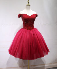 Cute Tulle Beads Short Prom Dress, Tulle Homecoming Dress