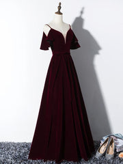 Elegant Velvet Long Bridesmaid Dress , Charming Party Gowns