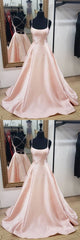 Simple Pink Satin Long Prom Dress, Pink Evening Dress