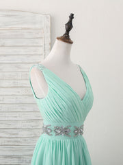 Green V Neck Chiffon Short Prom Dress, Green Homecoming Dress