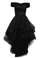 Lovely Simple Black High Low New Homecoming Dress , Party Dresses