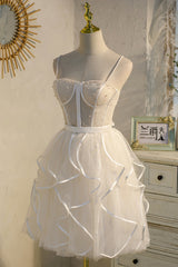 Lovely Spaghetti Strap Tulle Short Prom Dress, A-Line Homecoming Dress