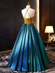 Retro Halter Neck Long Prom Dress, Elegant A-Line Evening Party Dress