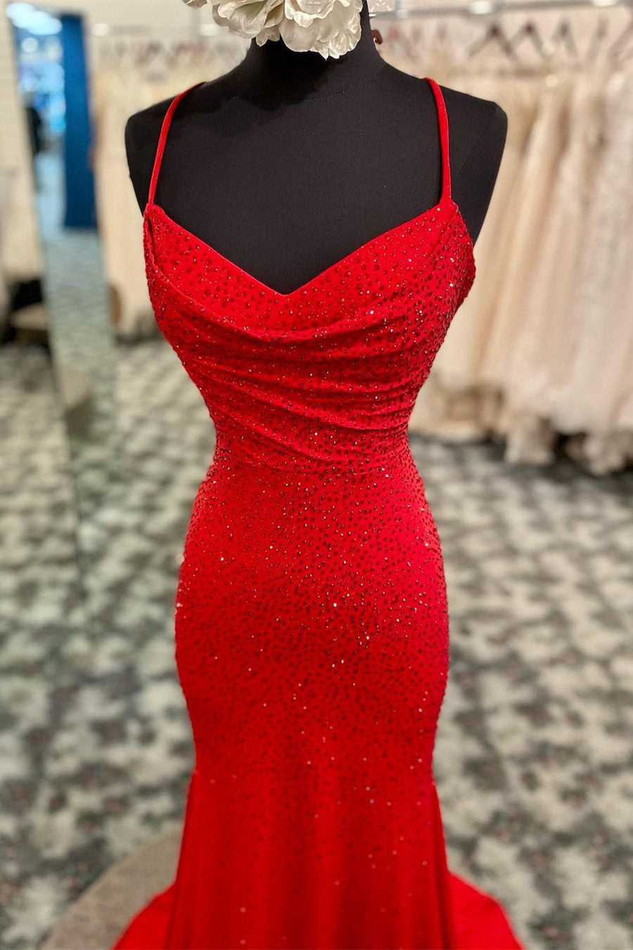 Mermaid Long Red Prom Dress with Rhinestones,Royal Blue Bodycon Dresses