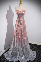 Mermaid Sequins Long Prom Dress, Sparkling Sweetheart Neckline Ombre Evening Dress