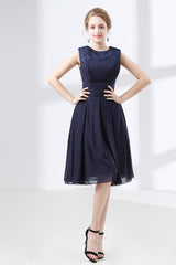 Lace Beaded Sleeveless A Line Chiffon Bridesmaid Dresses