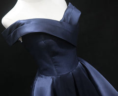 Off the Shoulder Short Navy Blue Prom Dresses, Short Blue Homecoming Graduation Dresses