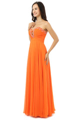 Orange Chiffon Cut Out Sweetheart With Pleats Bridesmaid Dresses