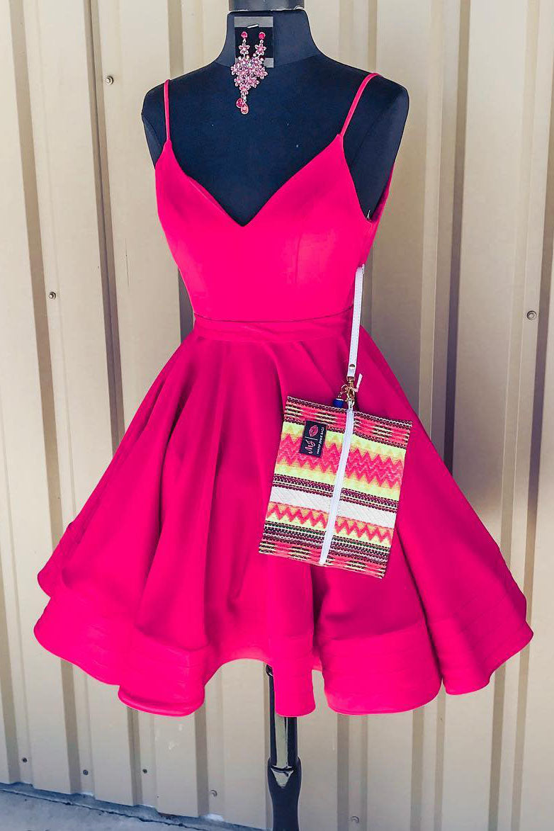 Princess Short Hot Pink Homecoming Dress