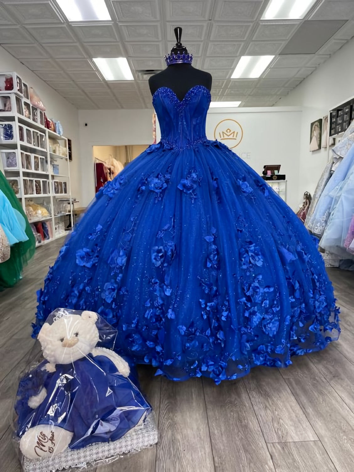 Royal Blue Quinceanera Dress Ball Gown With Appliques Flowers Princess Sweet 16 Dresses