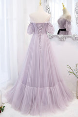 Purple Tulle Long A-Line Prom Dress, Purple Evening Formal Dress