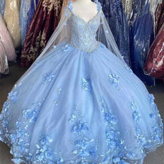 3D Flowers Tulle Sweetheart Ball Gown Quinceanera Dresses Purple With Cape