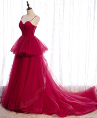 Red Long Prom Dresses, Sweetheart Neck Red Formal Gown