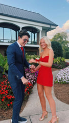 Red Strapless Tight Homecoming Dress,22th Birthday Party Dress