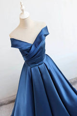 Satin A-line Off-the-Shoulder Evening Dresses,Elegant  Long Prom Dresses,Graduation Dress