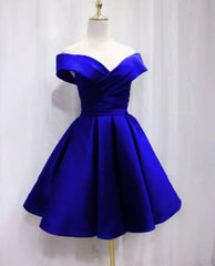 Satin Sweetheart  Bridesmaid Dress, Off Shoulder Short Formal Dress