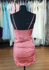 Sheath Column Square Neckline Sleeveless Satin Short Mini Homecoming Dress