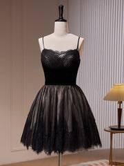 Short Black Lace Prom Dresses, Short Black Lace Formal Homecoming Dresses