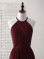 Simple Burgundy Chiffon Long Prom Dress, Burgundy Evening Dress