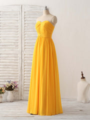 Simple Chiffon Yellow Long Prom Dress Simple Bridesmaid Dress