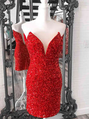 Strapless Tight Red Pink Short Prom Dresses, Short Strapless Red Pink Formal Homecoming Dresses