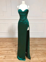 Sweetheart Neck Green Mermaid Long Prom Dresses, Green Long Formal Evening Dresses