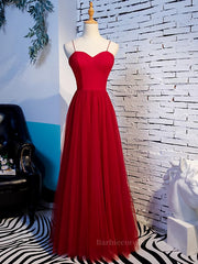 Sweetheart Neck Red Long Prom Dresses, Red Long Formal Evening Dresses