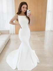 Trumpet/Mermaid Square Sweep Train Stretch Crepe Wedding Dresses